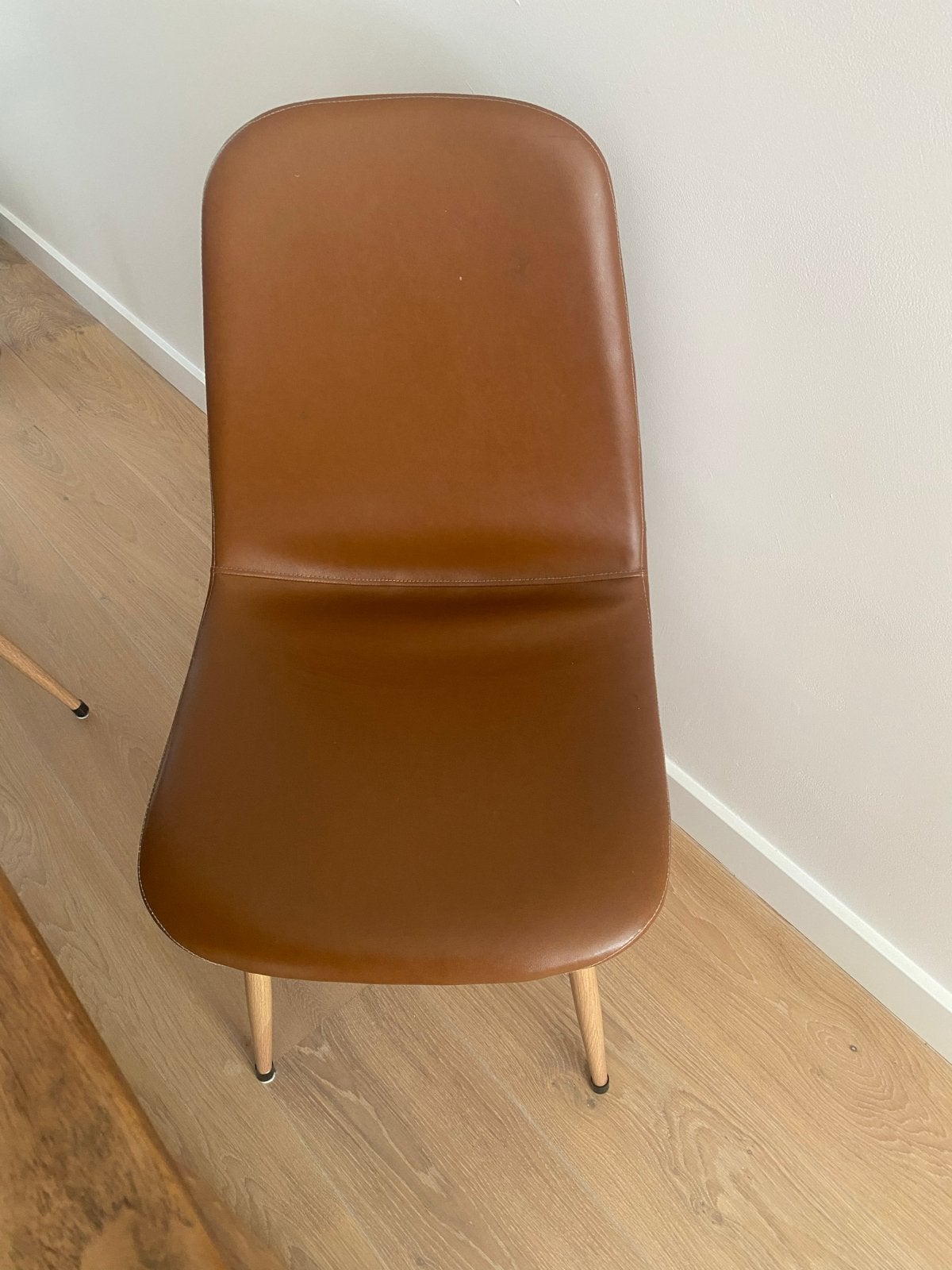 Set van 3 cognac kuipstoeltjes, Huis en Inrichting, Stoelen, Ophalen, Gebruikt, Leer, Drie