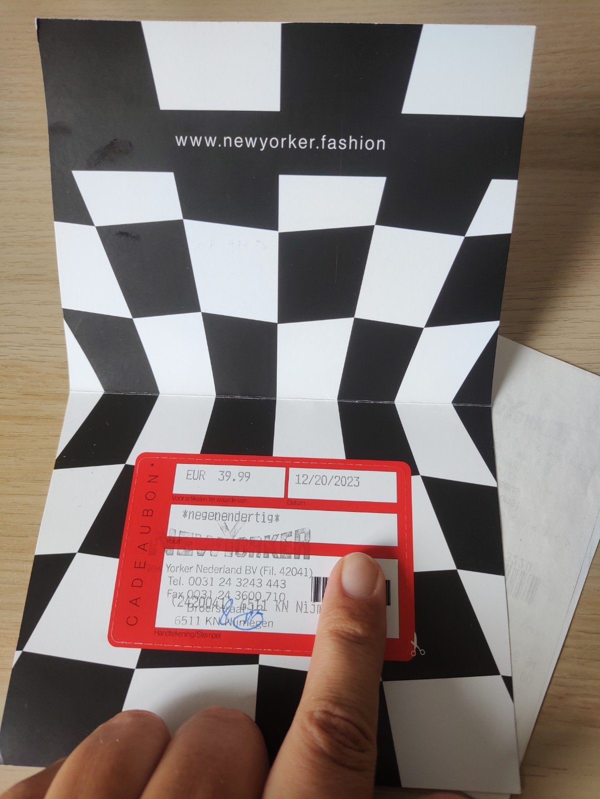 Cadeaubon New Yorker, Eén persoon, Cadeaubon