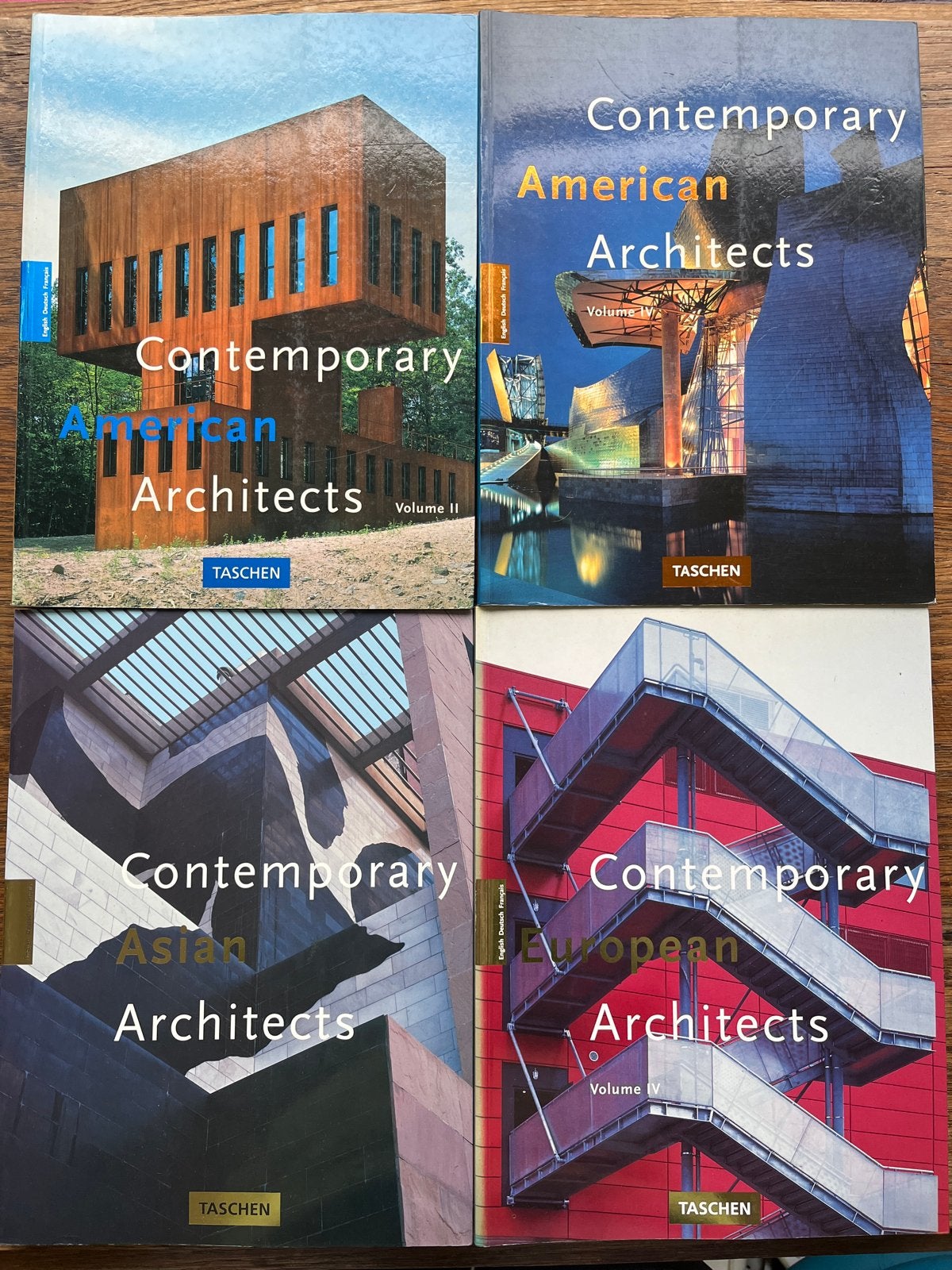 4 Taschen architectuur boeken 1995-1998 - ruggen verkleurd, Ophalen of Verzenden, Gelezen, Architectuur algemeen