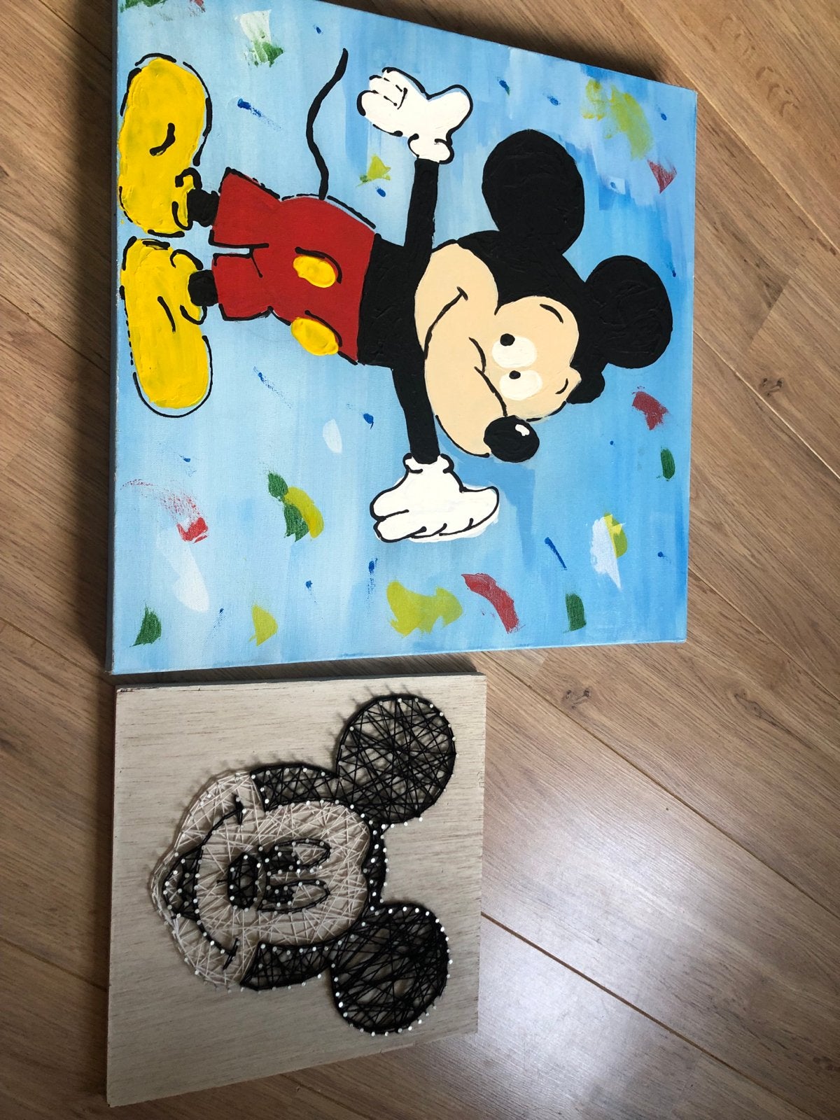 Mickey Mouse Schilderij & String Art Set, Minder dan 50 cm, Ophalen of Verzenden, Zo goed als nieuw, Schilderij