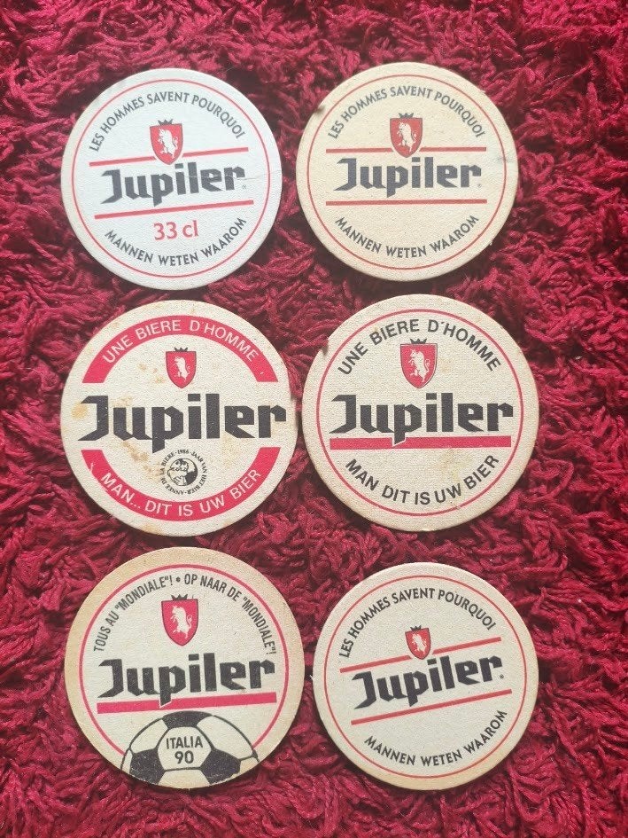 Jupiler kartonnen bierviltjes ( 6 stuks ), Ophalen of Verzenden, Gebruikt, Viltje(s), Jupiler