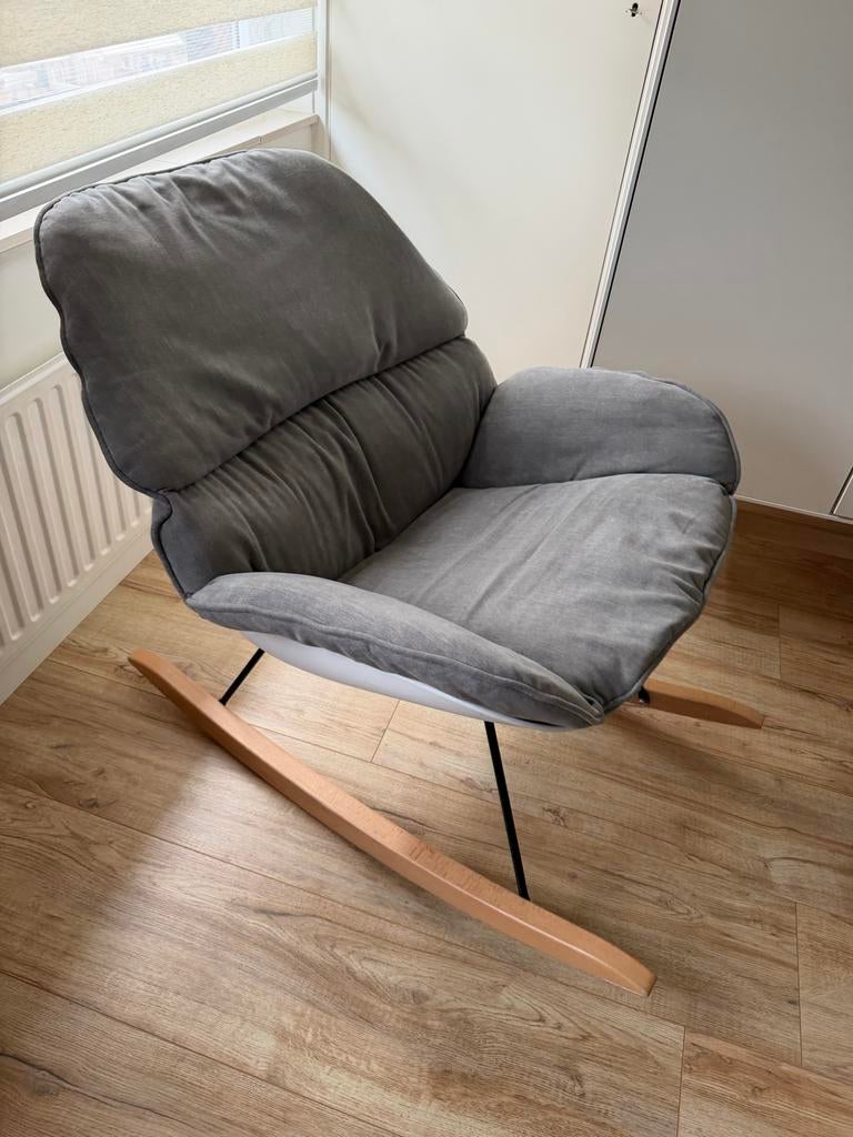 Childhome Schommelstoel - Grijs/Wit, Huis en Inrichting, Fauteuils, Ophalen, Minder dan 75 cm, Zo goed als nieuw, Stof