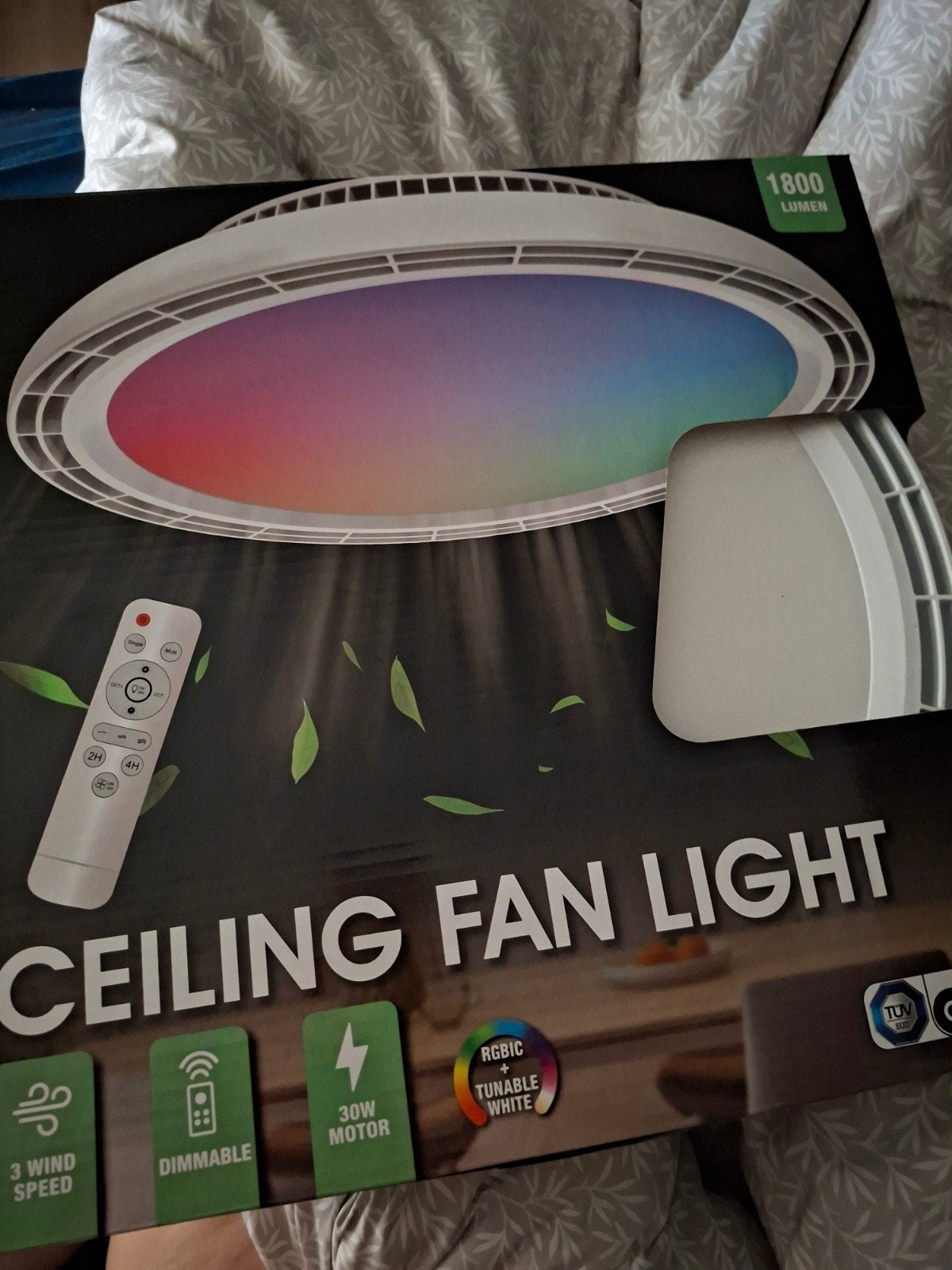 Plafondventilator met LED-verlichting en afstandsbediening, Nieuw, Minder dan 25 cm, Minder dan 100 cm, Modern