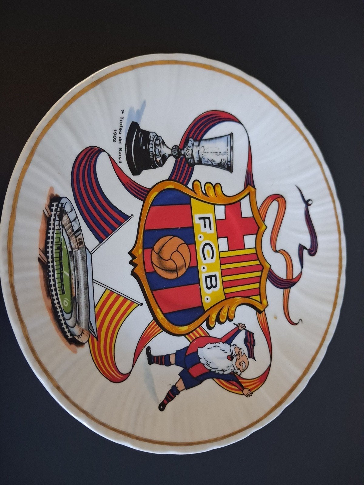 Fc Barcelona bord vintage, Ophalen of Verzenden