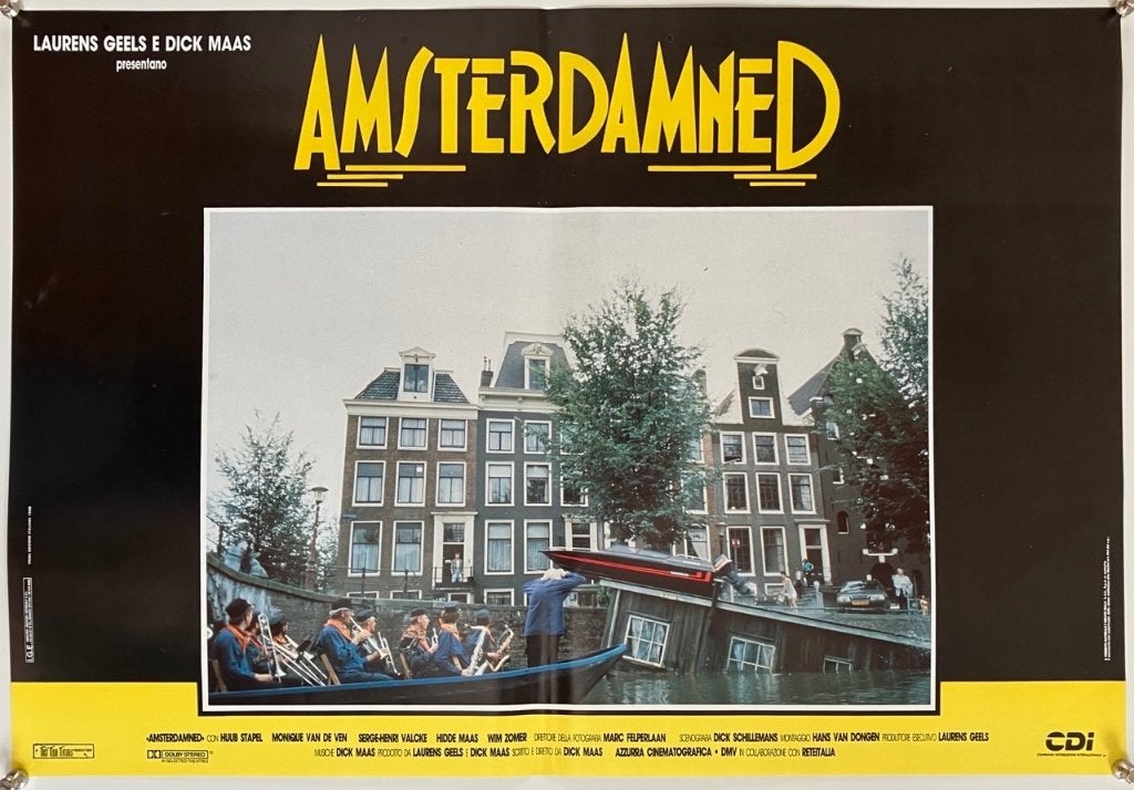 Amsterdamned (1988) - Originele filmposter (nr 3), Verzenden, Zo goed als nieuw, A1 t/m A3, Film en Tv