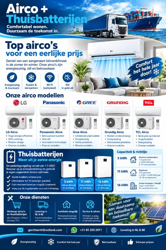 Airco unit en Thuisbatterijen, Koelen en Ontvochtigen, Verzenden, Nieuw, 3 snelheden of meer