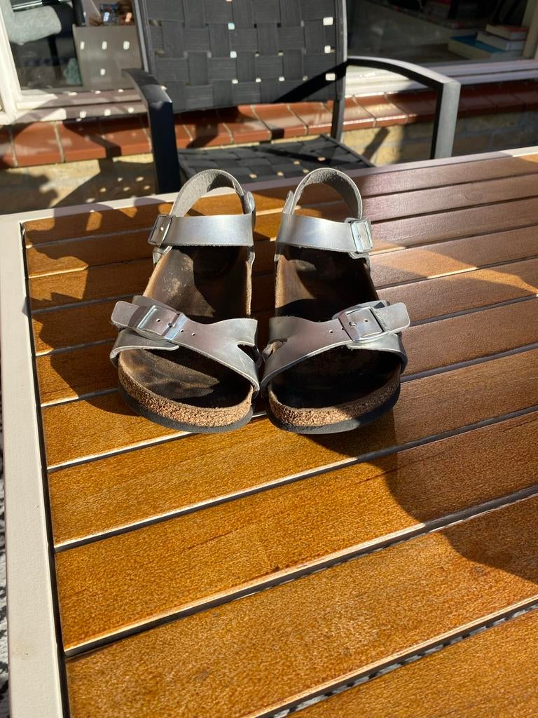 Birkenstock sandalen zilver - Maat 36, Ophalen of Verzenden, Gebruikt, Meisje, Overige typen