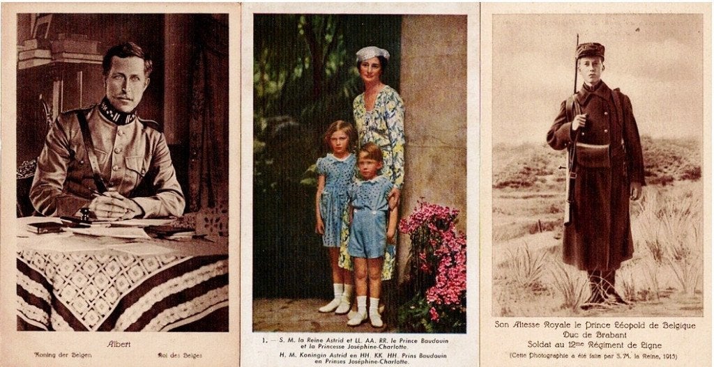 3 oude Belgische Koninklijke Familie ansichtkaarten, Verzamelen, Verzenden, Gebruikt, Buitenland, Kaart, Foto of Prent