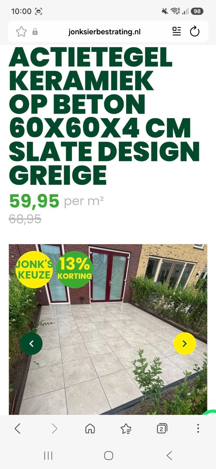 Actietegel Keramiek op Beton 60x60x4 cm Slate Design 10.8m2, Tuin en Terras, Ophalen of Verzenden, Nieuw, Keramiek, Terrastegels