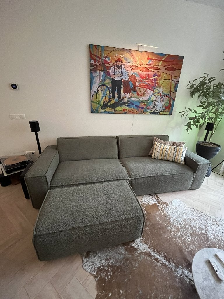 Designbank | 3-zits | inclusief hocker | donkergroen, Ophalen, Overige materialen, Driepersoons, 75 tot 100 cm