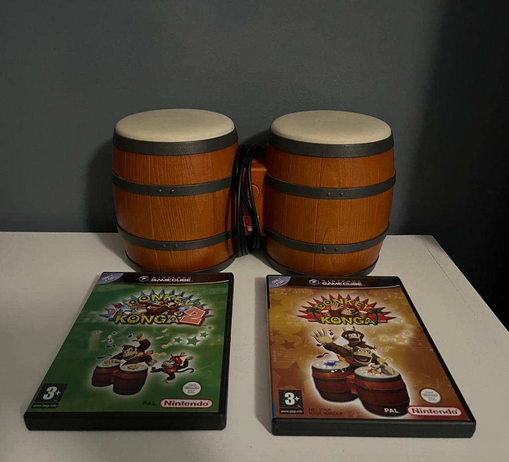 Gamecube drums + Donkey konga 1 + 2, Spelcomputers en Games, 1 speler, Ophalen of Verzenden, Zo goed als nieuw, Vanaf 3 jaar