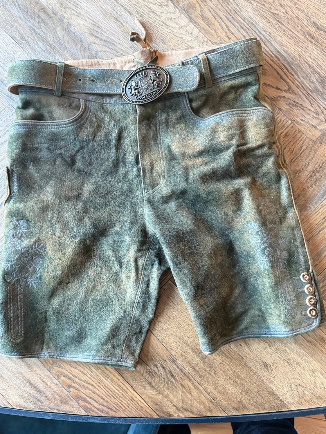 Echt leren Oktoberfest Lederhose - MarJo - Maat 48, Kleding | Heren, Ophalen of Verzenden, Zo goed als nieuw, Maat 48/50 (M), Groen