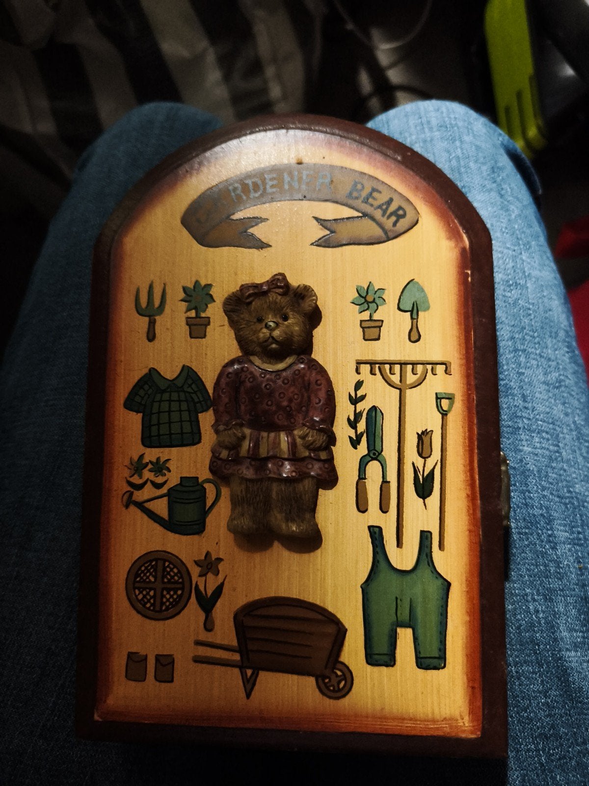 Vintage Sleutelkastje 'Gardener Bear' Hout, Gebruikt, Ophalen of Verzenden, Bruin, Vintage