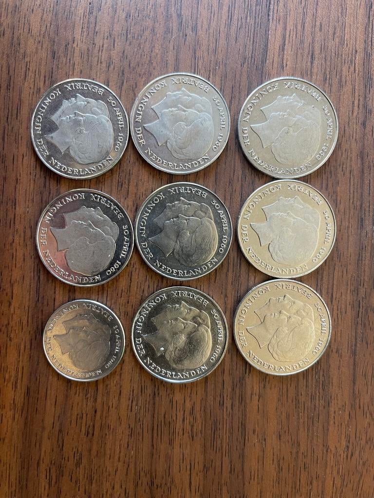 ( 9x) 2,5 & 1 gulden munten 1980, Postzegels en Munten, Munten | Nederland, Ophalen of Verzenden, Koningin Beatrix, 2½ gulden