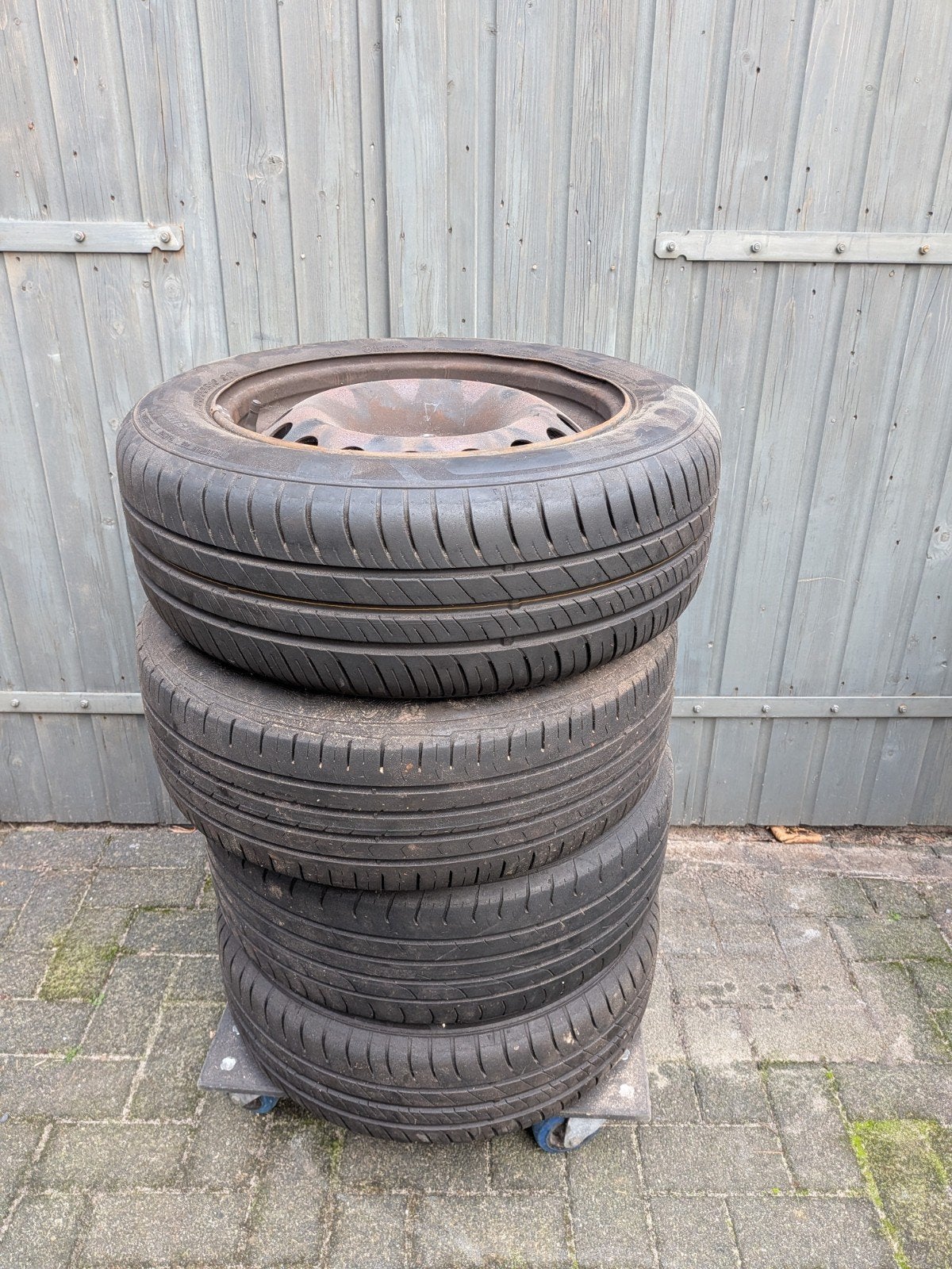 Stalen velgen met 205/55R16 banden voor Citroën C4, Ophalen, Gebruikt, 16 inch, Banden en Velgen