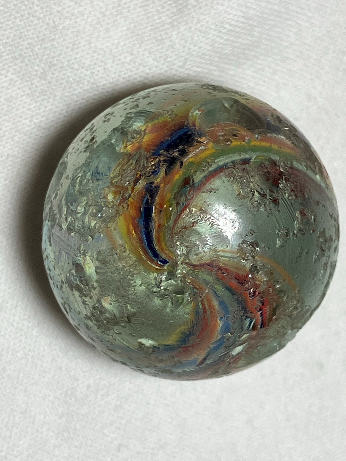Grote Latticino Onionskin Swirl Marmer, Ophalen of Verzenden, Gebruikt