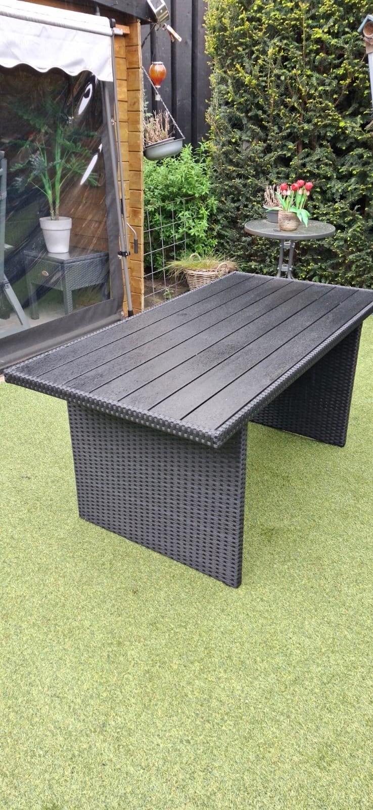 Stijlvolle Wicker Tuintafel - Perfect voor Buiten, Ophalen, Gebruikt, Rechthoekig, Wicker