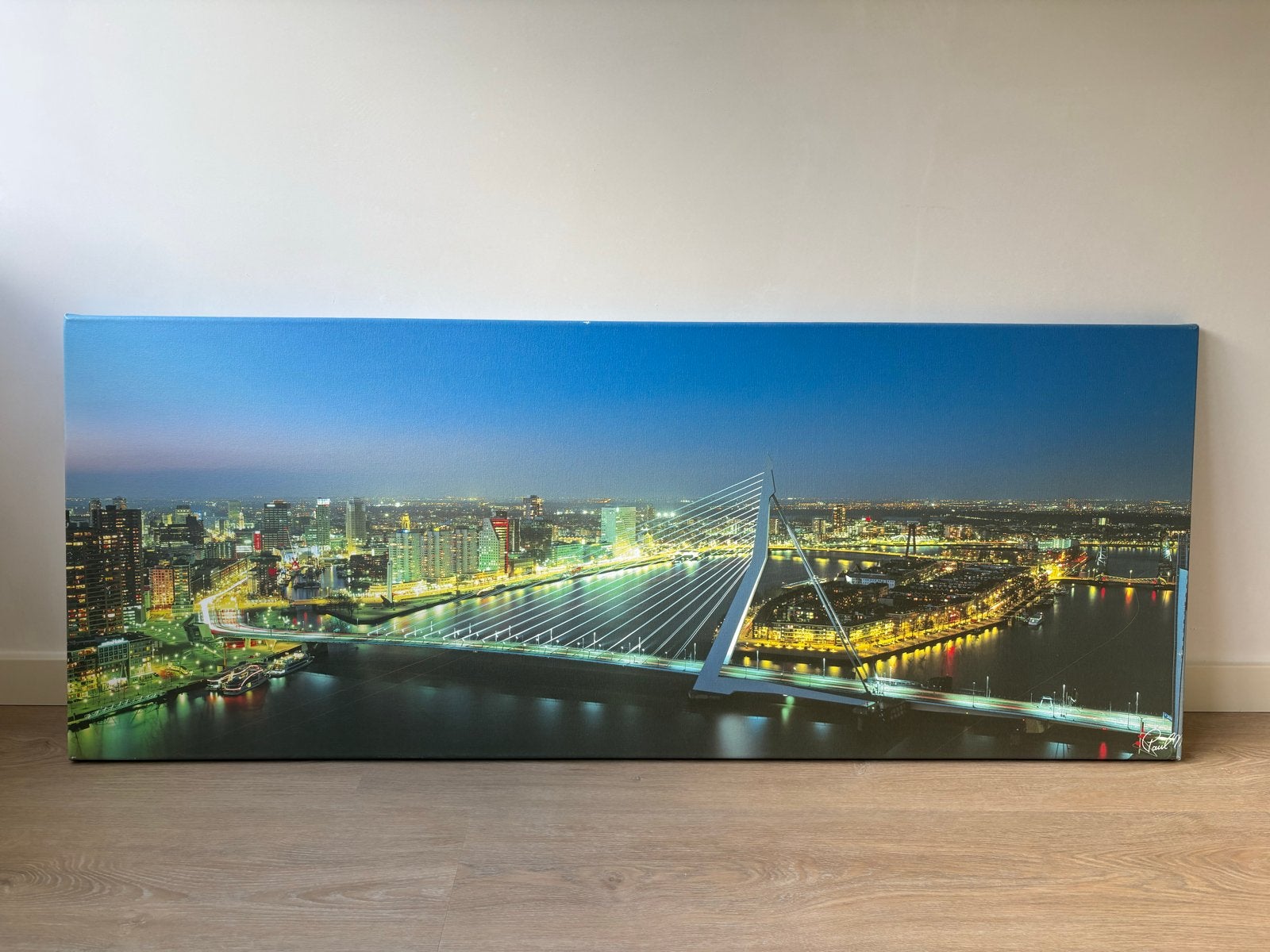 Canvas schilderij Rotterdam Skyline 140x55cm, Ophalen, 50 – 75, Gebruikt, 125 cm of meer