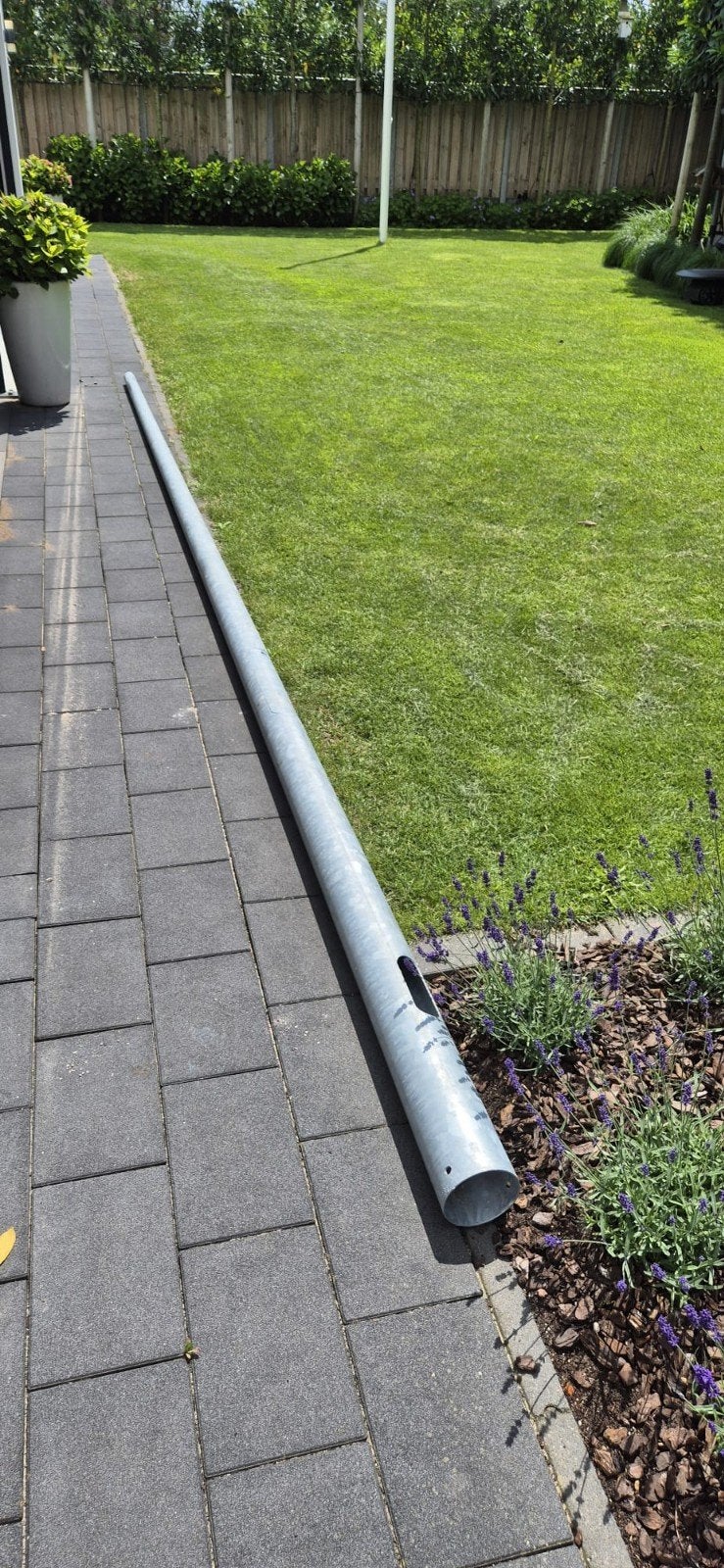 Multifunctionele gegalvaniseerde paal 5,80m - Ø60mm/Ø120mm, Ophalen