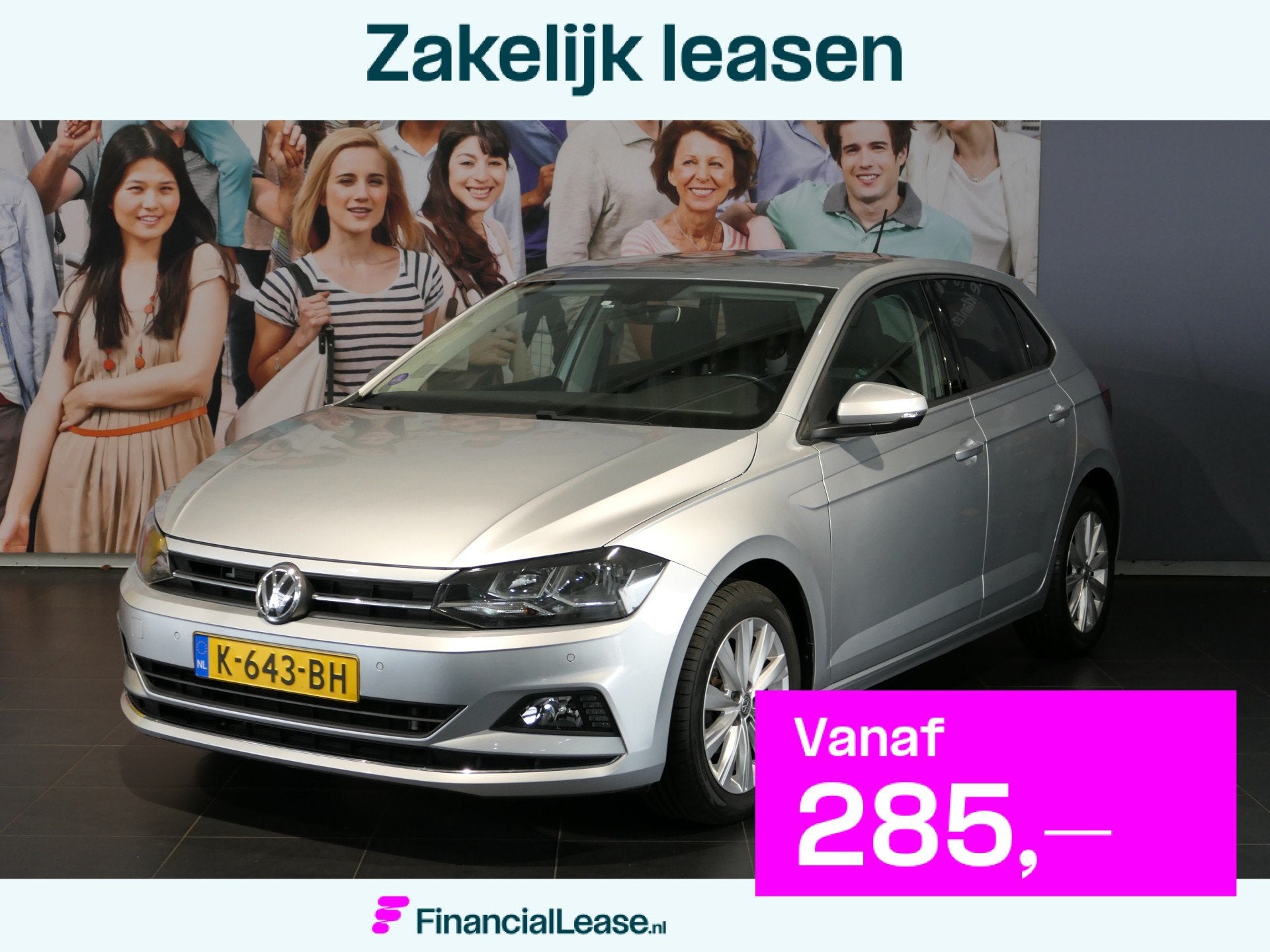 Volkswagen Polo 1.0 TSI Highline *Automaat!* - Occasion Leas, Stof, Gebruikt, 49 €/maand, Origineel Nederlands