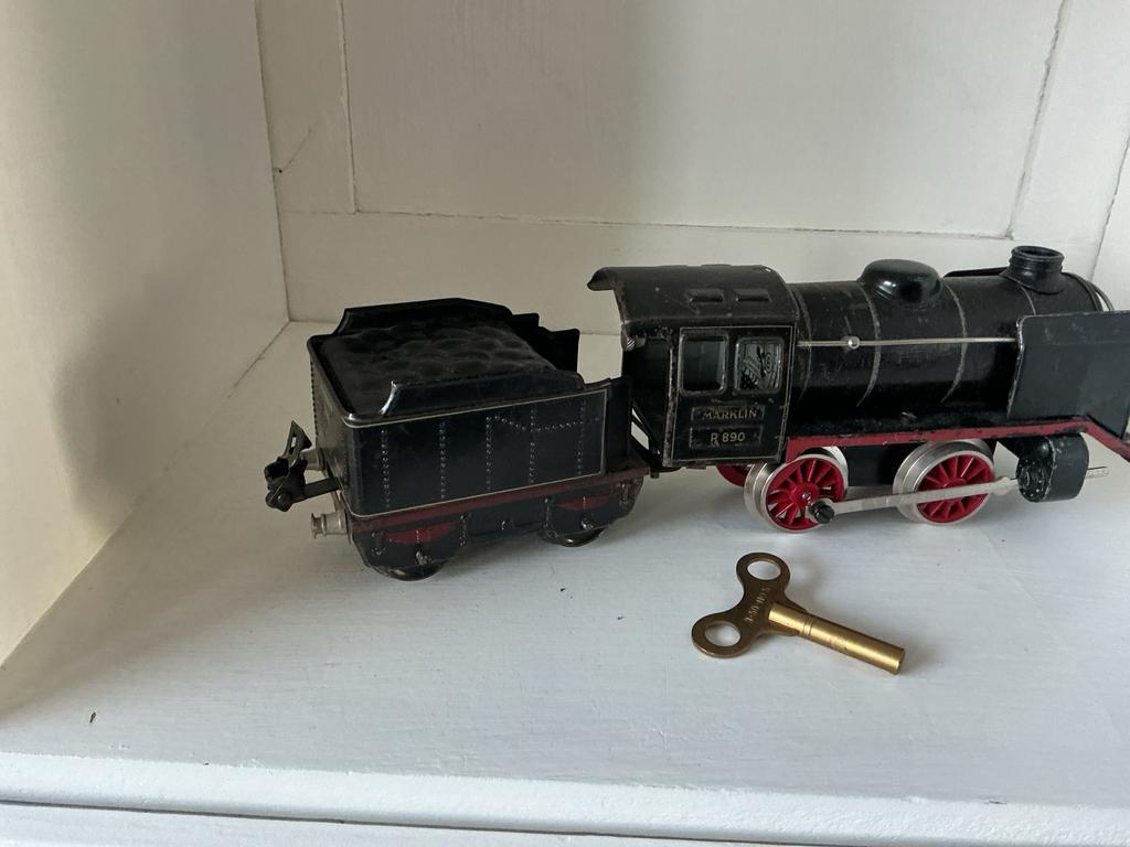 Vintage Märklin R 890 Stoomlocomotief met Opwindsleutel sp 0, Wisselstroom, Gebruikt, Locomotief, Ophalen of Verzenden