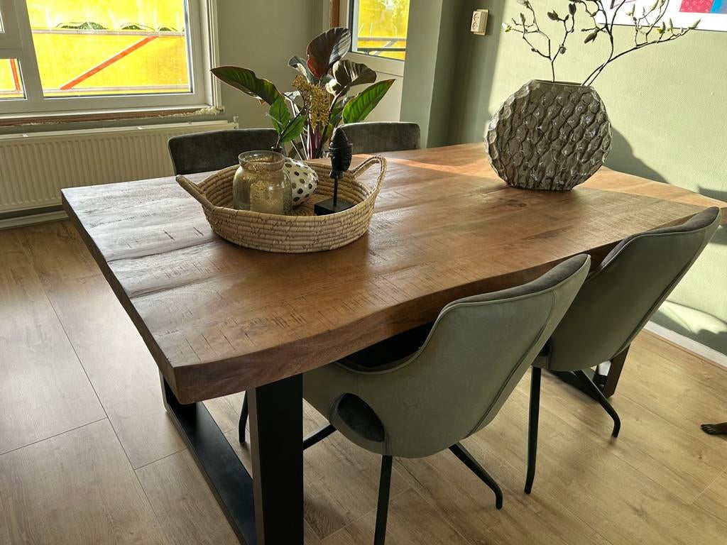 Mangohouten eetkamertafel., Huis en Inrichting, Tafels | Eettafels, Ophalen, 50 tot 100 cm, Zo goed als nieuw, Vijf personen of meer