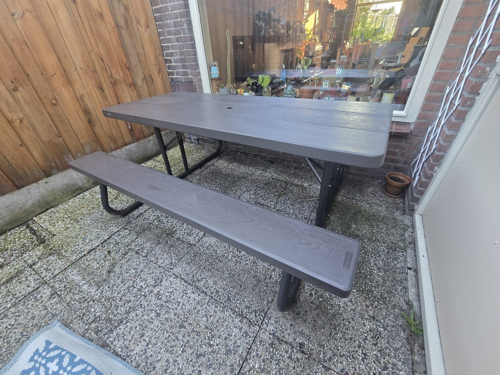 Picknicktafel grijs, Ophalen, Staal, Zo goed als nieuw, Inklapbaar