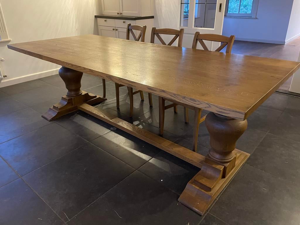 Robuuste Kloostertafel - 243x100x80 cm, Ophalen, Gebruikt, 100 tot 150 cm, Eikenhout