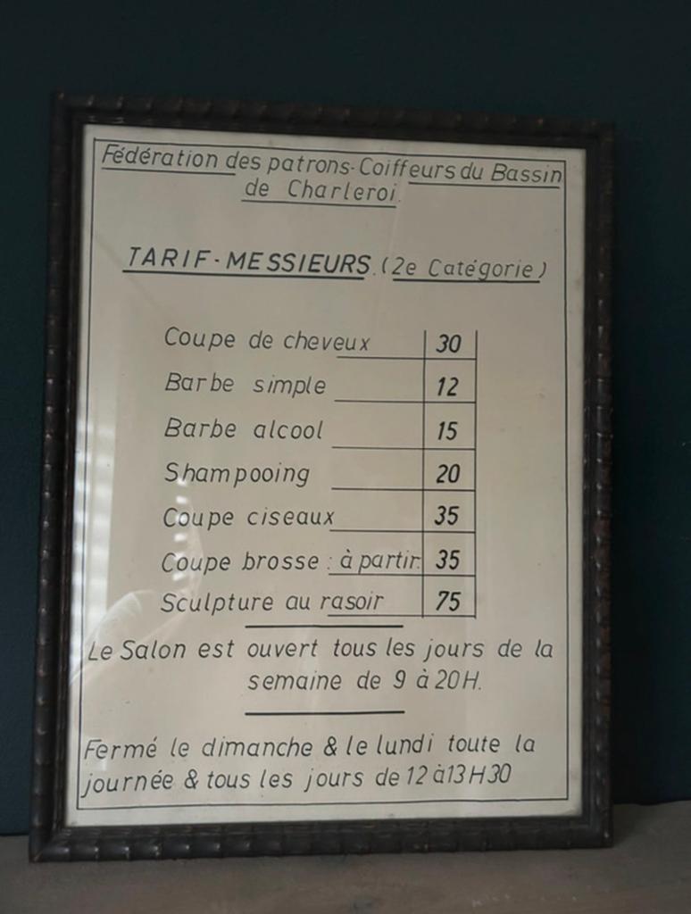Franse oude lijst uit kapperszaak / barbier jaren 60, Ophalen of Verzenden