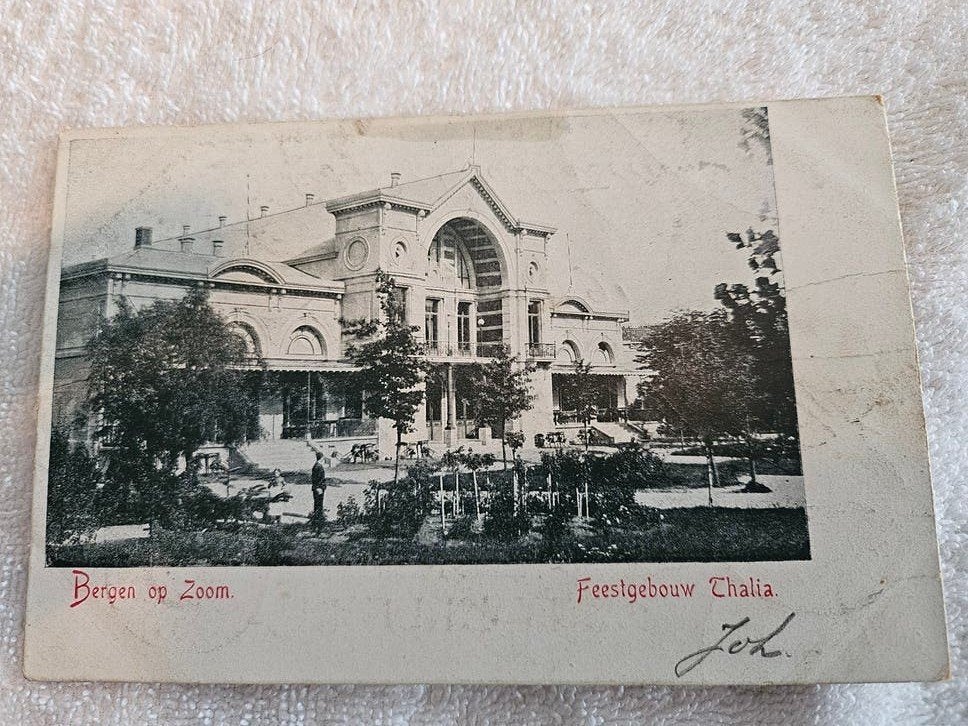 Oude Ansichtkaart Bergen op Zoom - Feestgebouw Thalia 1902, Ophalen of Verzenden, Voor 1920, Gelopen, Noord-Brabant