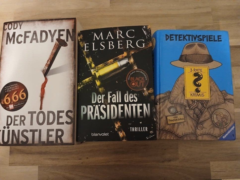 3 Duitse boeken: Thrillers en Detective Spel, Boeken, Ophalen, Gelezen