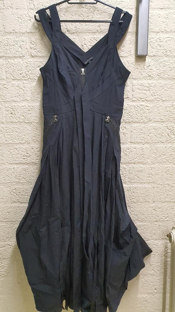 Vintage Mc Planet Paris midi jurk navy maat M, Maat 38/40 (M), Blauw, Ophalen of Verzenden, Zo goed als nieuw