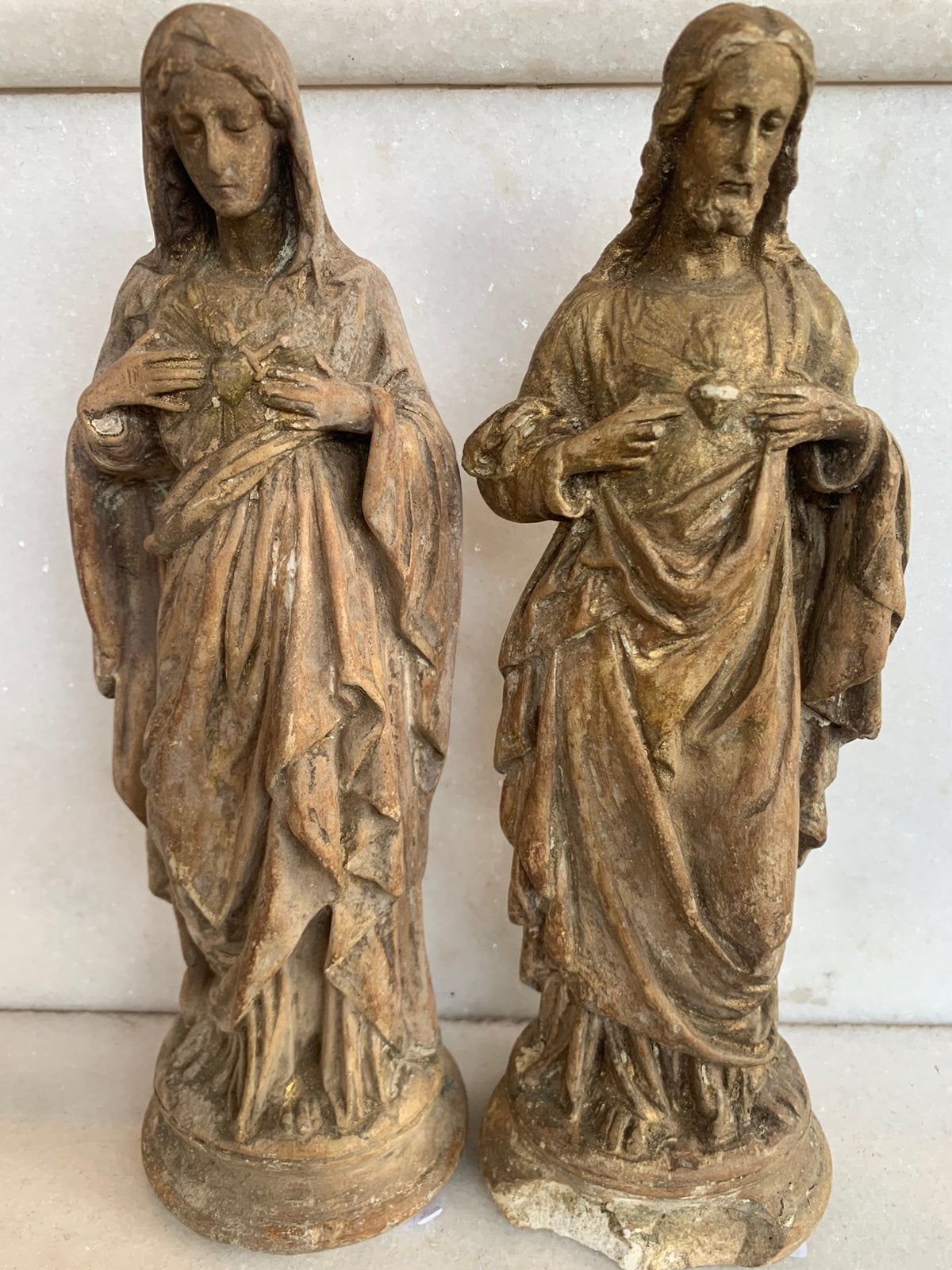 Maria en Jezus H.Hart/ gips., Antiek en Kunst, Ophalen of Verzenden
