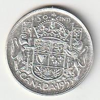 50  cent  1953  Canada. km. 53, Ophalen of Verzenden, Noord-Amerika, Losse munt, Zilver