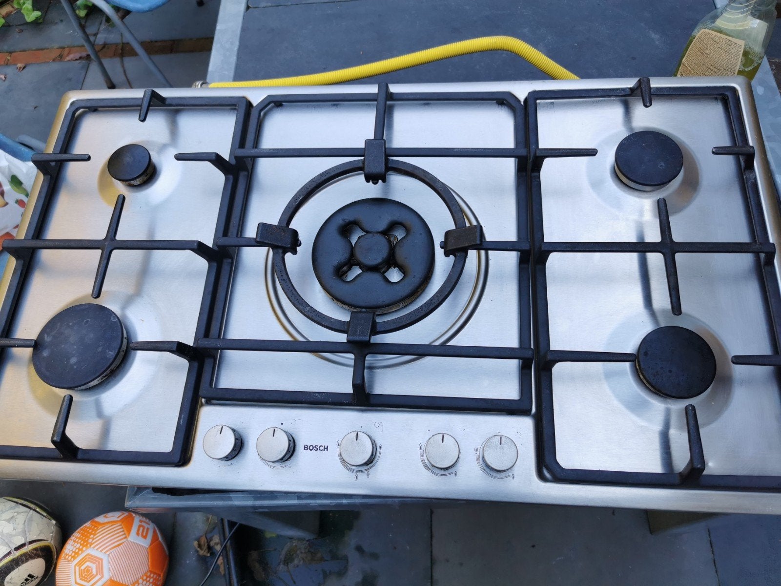 Bosch PCL985ENL Gasfornuis - 5pits, RVS, Witgoed en Apparatuur, Ophalen, Gebruikt, 60 cm of meer, Inbouw