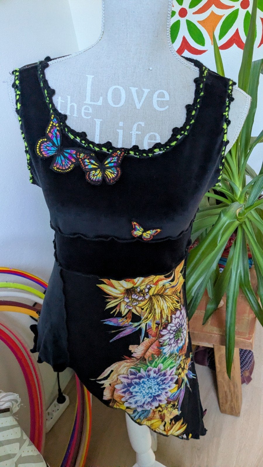goa hippie vlinder bloemen pixie candydream candy dream top, Kleding | Dames, Ophalen of Verzenden, Zo goed als nieuw, Maat 38/40 (M)
