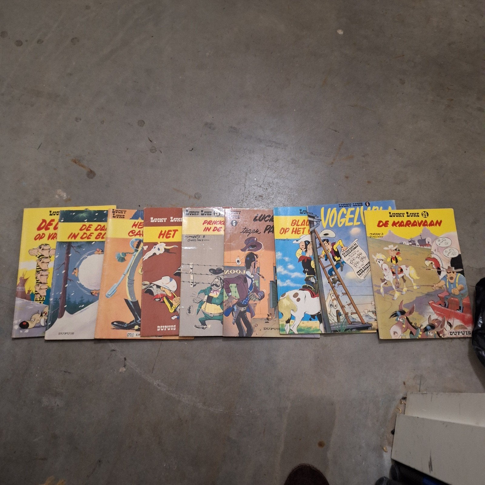 9 Lucky Luke stripboeken - Diverse titels, Meerdere stripboeken, Ophalen of Verzenden, Gelezen, Morris