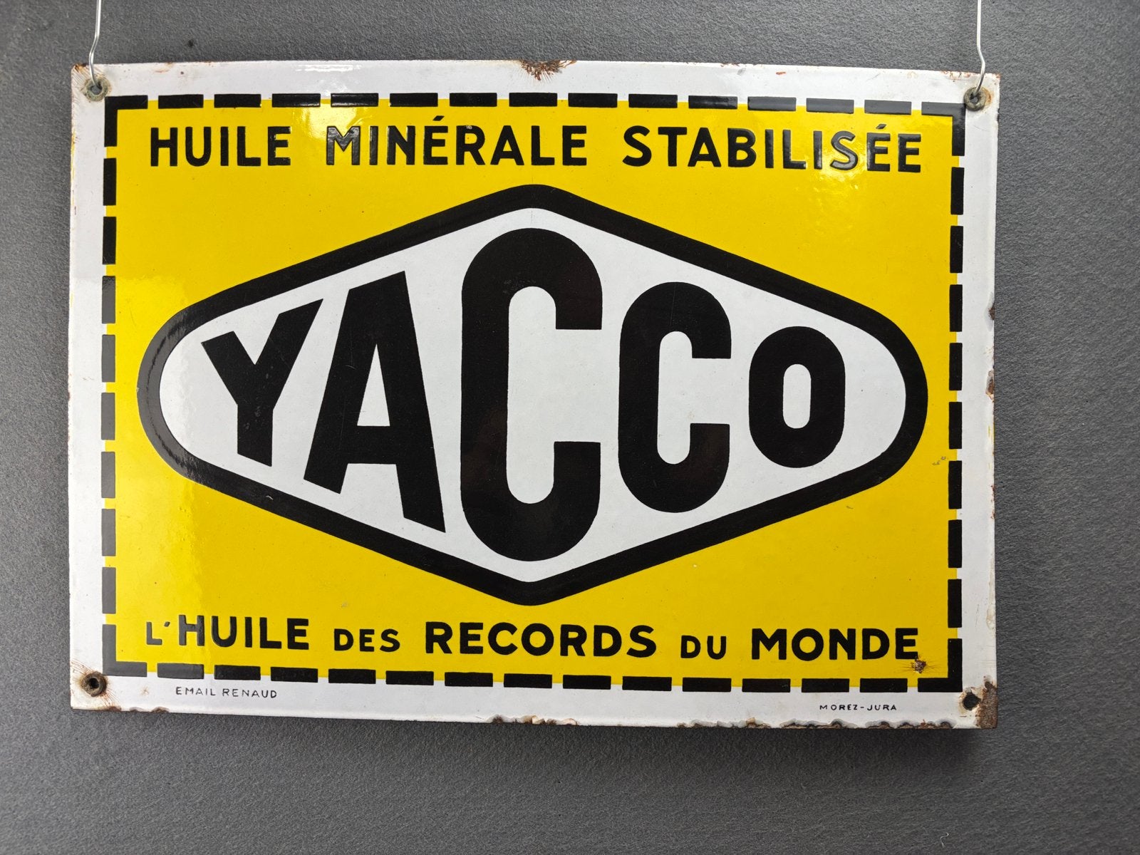 Yacco emaille reclamebord jaren 1920-1930, 50x35 cm, Verzamelen, Reclamebord, Yacco, ., Ophalen of Verzenden