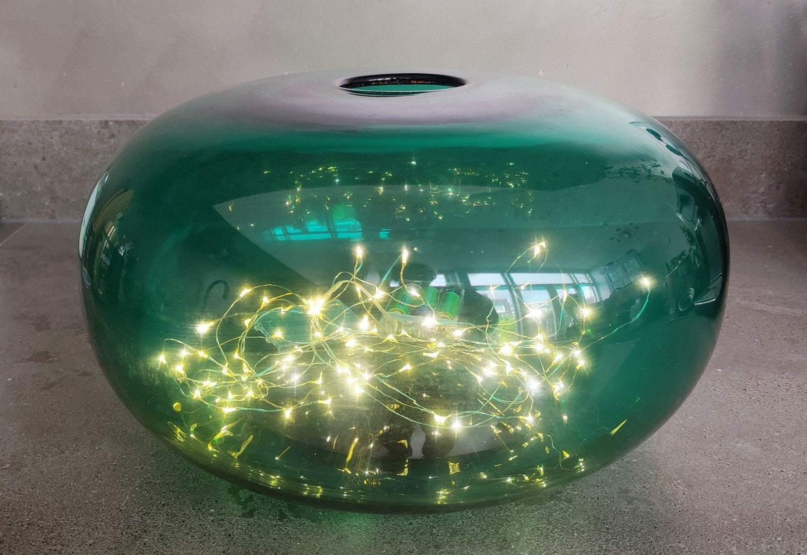 Vintage smaragdgroene glazen vaas Ikea, Ophalen, 21 cm, Groen, Glas