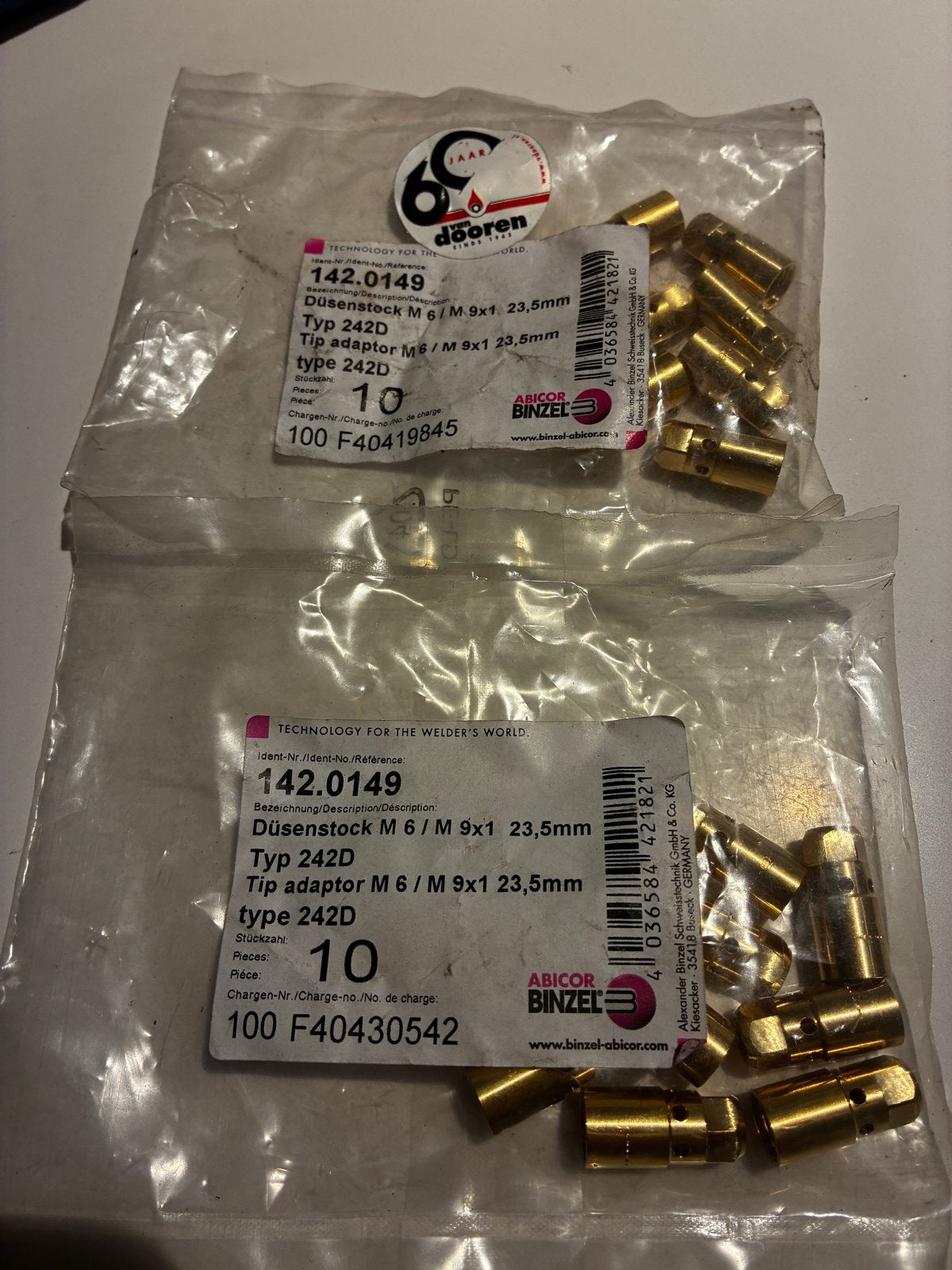 17 stuks Abicor Binzel tip adaptet M6/M9x1 23,5mm type 242D, Doe-het-zelf en Verbouw, Ophalen of Verzenden, Nieuw, Overige typen