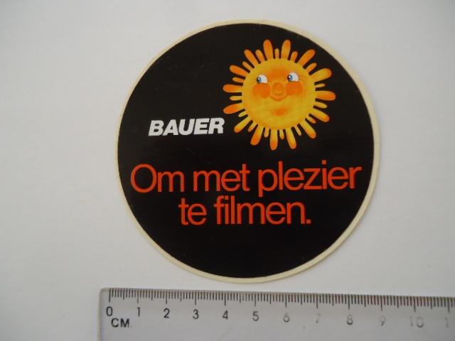 sticker oud Bauer film camera super 8 super8 vintage cam, Verzenden, Zo goed als nieuw, Bedrijf of Vereniging