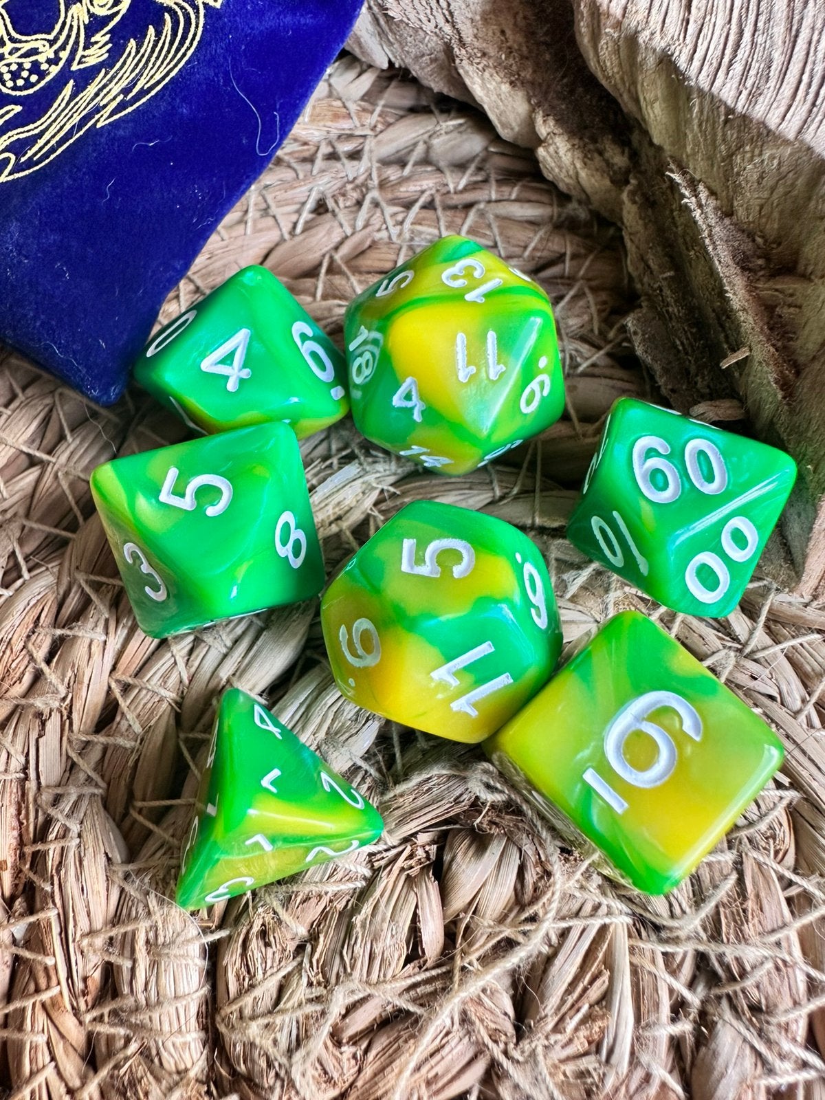 DND dice / Groen - geel / dobbelstenen / RPG / D&D / nieuw, Ophalen of Verzenden, Nieuw, Overige soorten