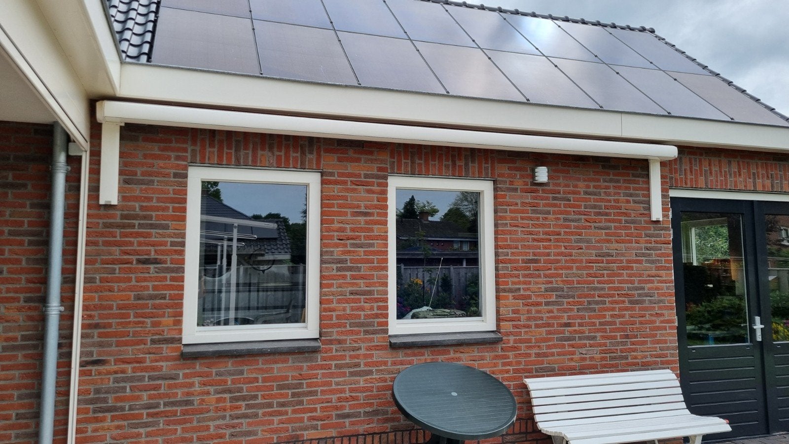 Verona elektrisch knikarm zonnescherm, Ophalen, Gebruikt, Overige typen, 450 cm of meer