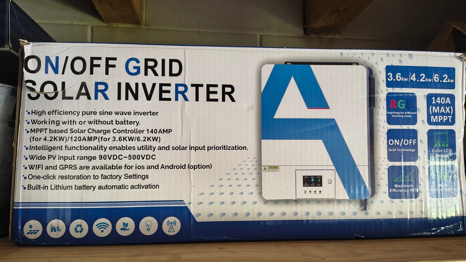 Anern Hybride Solar Omvormer 6.2kW met 120A MPPT met 4 panel, Doe-het-zelf en Verbouw, Zonnepanelen en Toebehoren, Ophalen of Verzenden