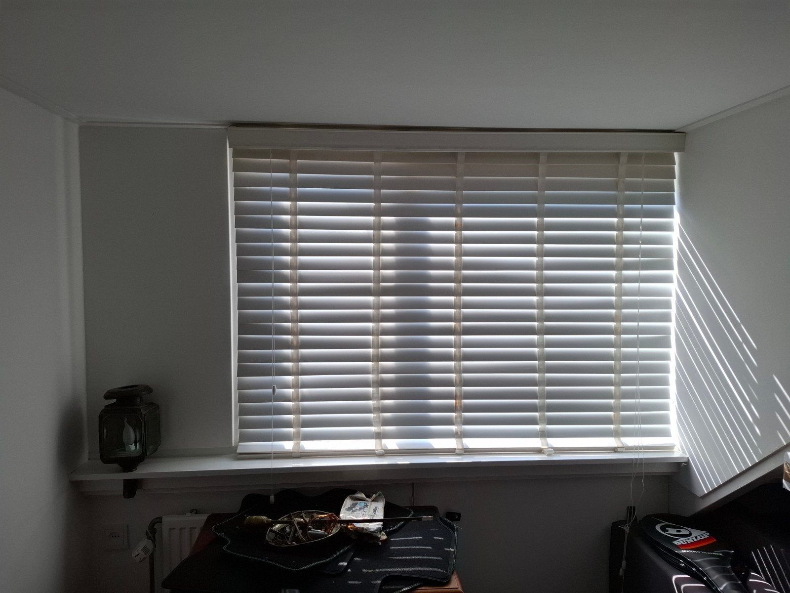 Witte houten lamellen  70 cm breed, Ophalen, Gebruikt, Wit