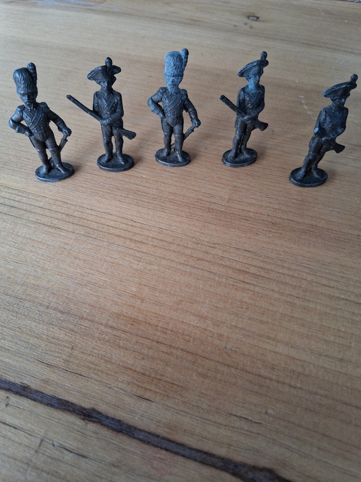 Set van 5 antieke tinnen soldaatjes, Verzamelen, Ophalen, Gebruikt
