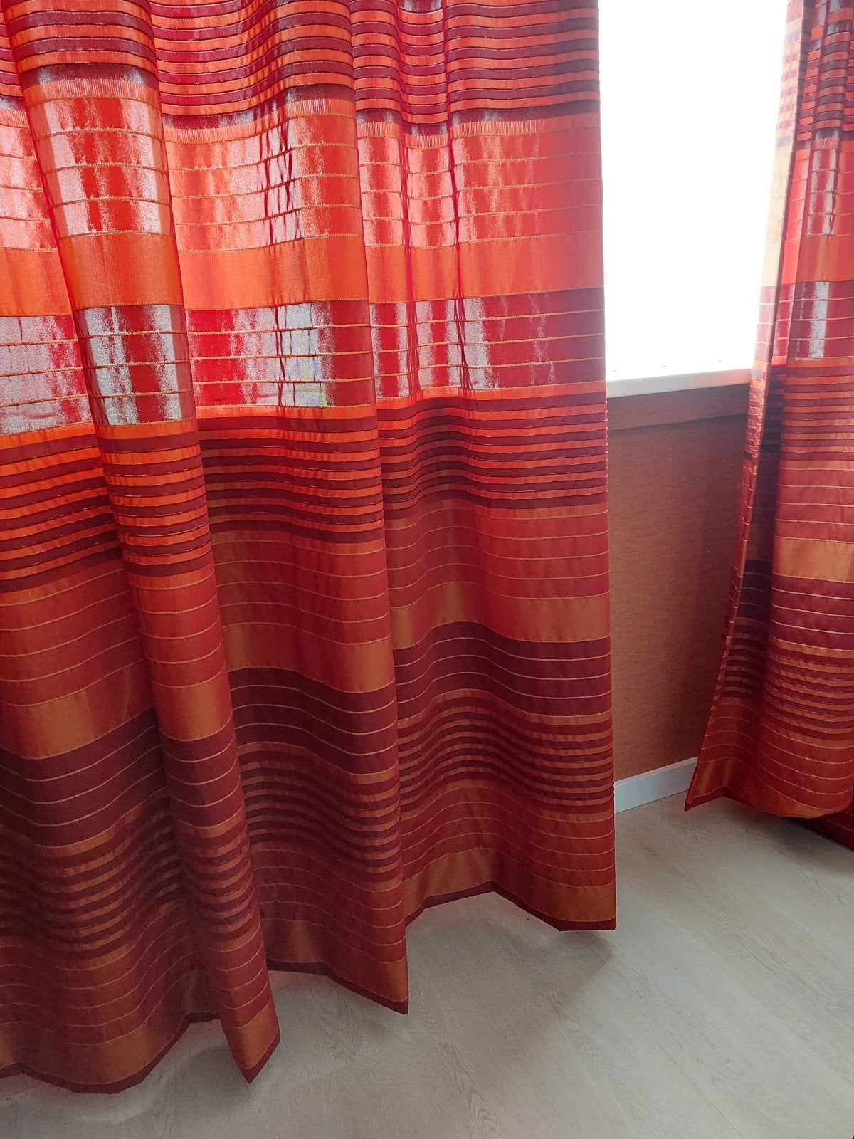Gordijnen 170x235 cm - Oranje/Rood gestreept, Ophalen of Verzenden