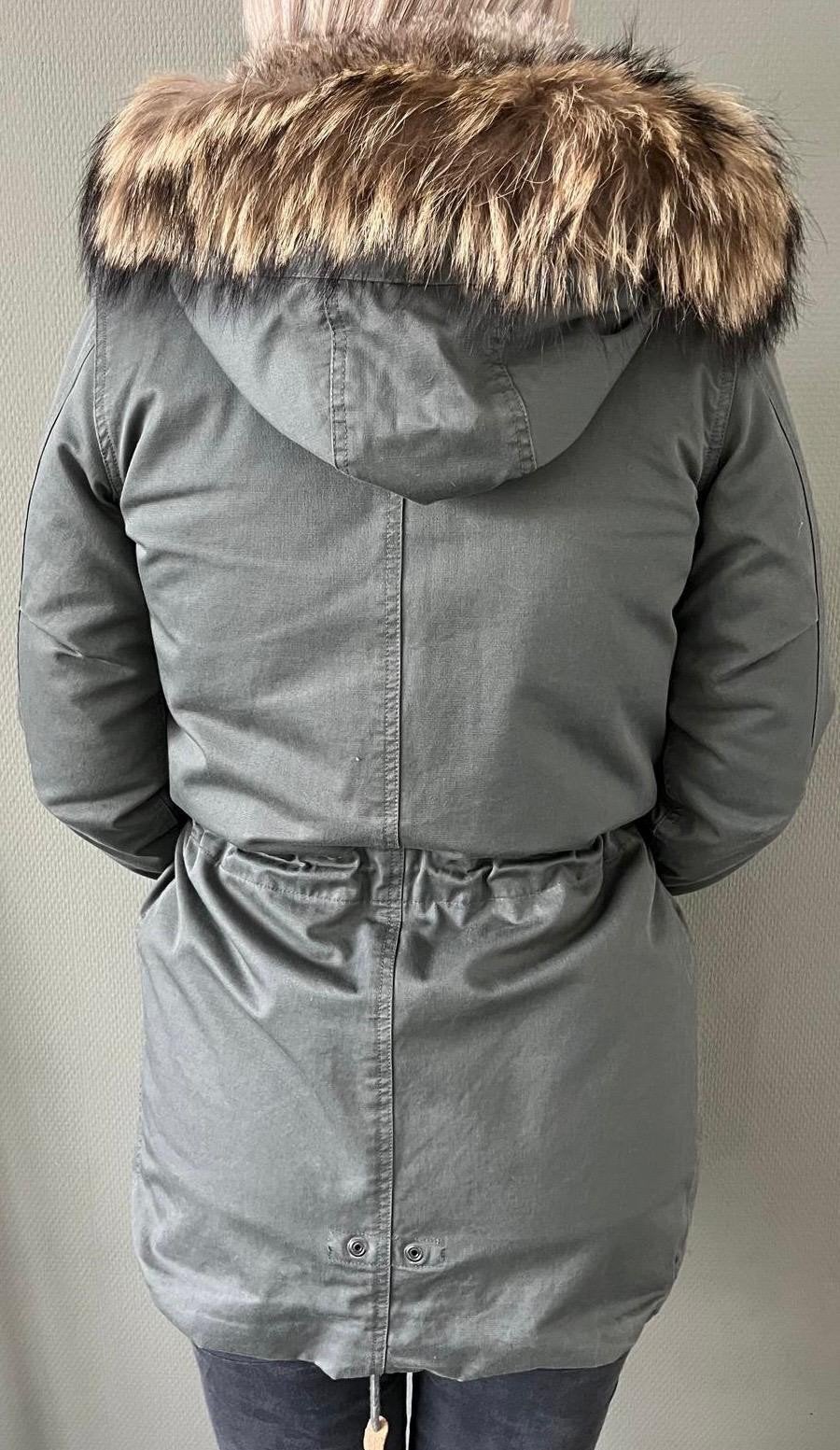Airforce parka met afneembare voering en bontkraag, Airforce, Ophalen of Verzenden, Zo goed als nieuw, Maat 34 (XS) of kleiner