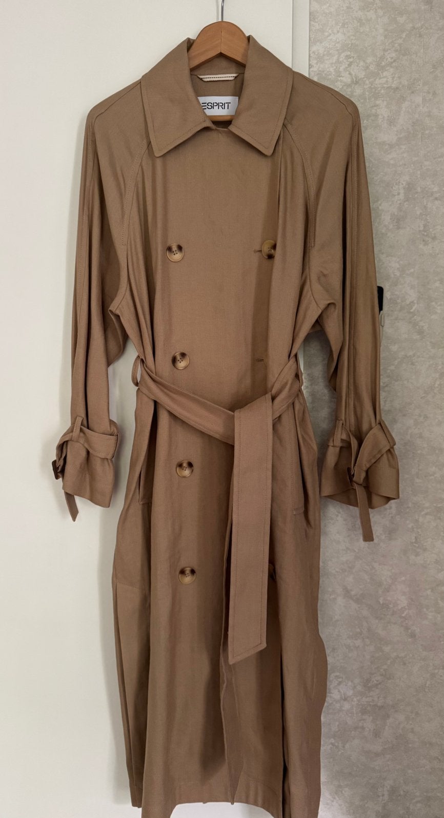 Esprit lange linnen trenchcoat | Nieuw | Maat 36 | 124 cm, Ophalen of Verzenden, Nieuw, Maat 36 (S), Overige kleuren