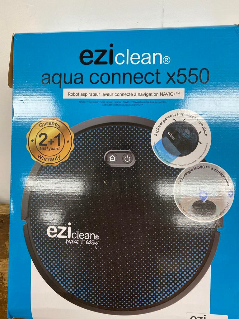 Eziclean Aqua Connect X550 Robot Stofzuiger met Dweilfunctie, Nieuw, Ophalen of Verzenden, Robotstofzuiger, Minder dan 1200 watt